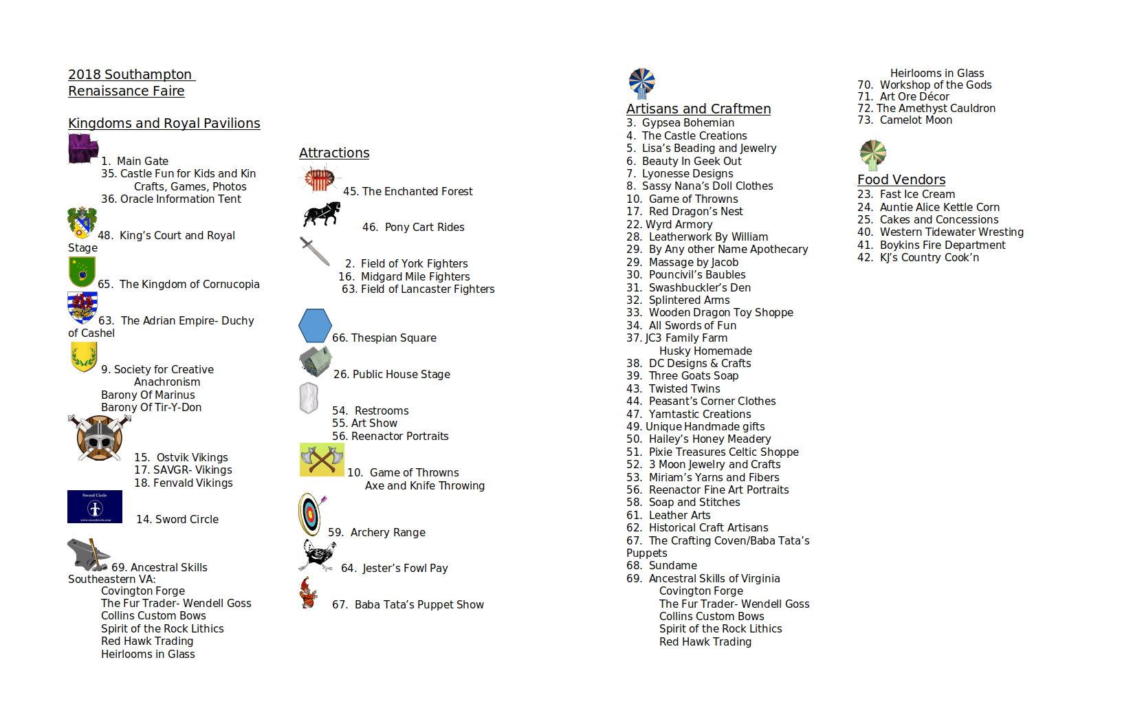 2019 Renaissance Faire Map